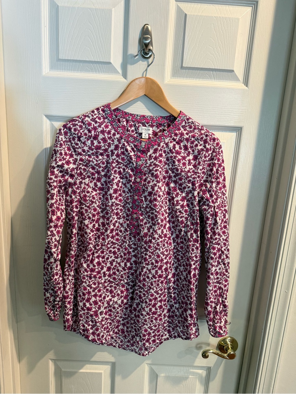 J. Crew Magenta Floral Long Sleeve Top